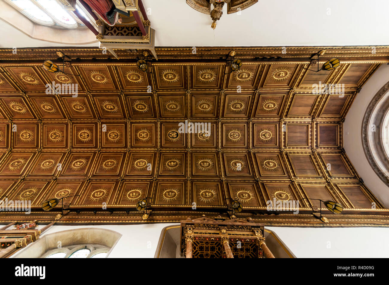 The ceiling of Gonville and Caius College Chapel, Cambridge. Stock Photo