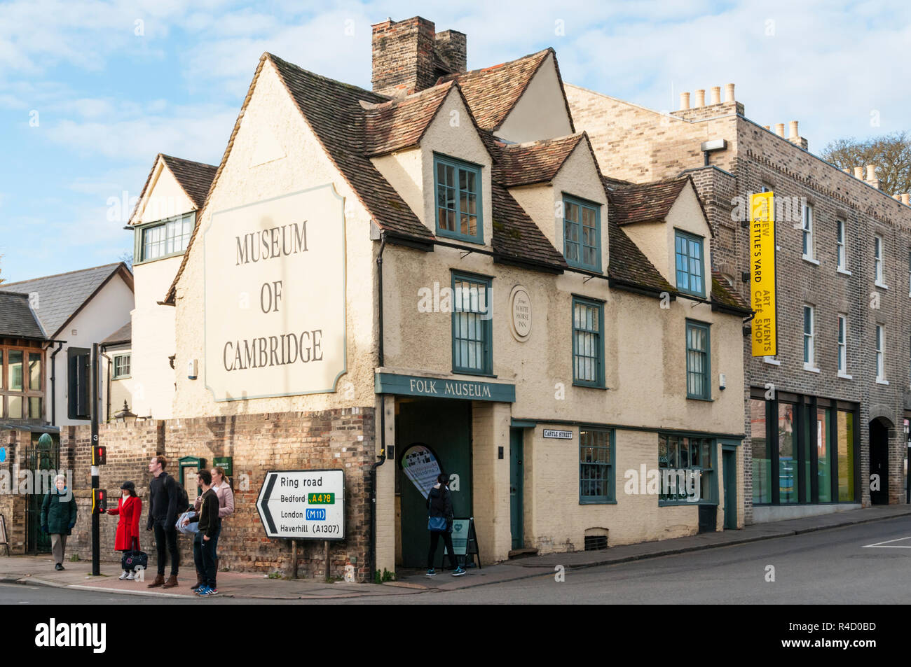Museum of Cambridge Folk Museum in the former White Horse Inn. Stock Photo