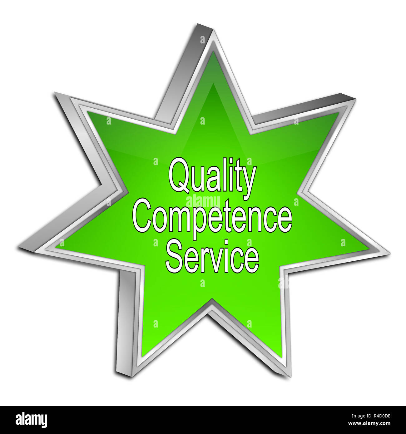 green Quality Competence Service Star Button - 3D illustration Stock Photo