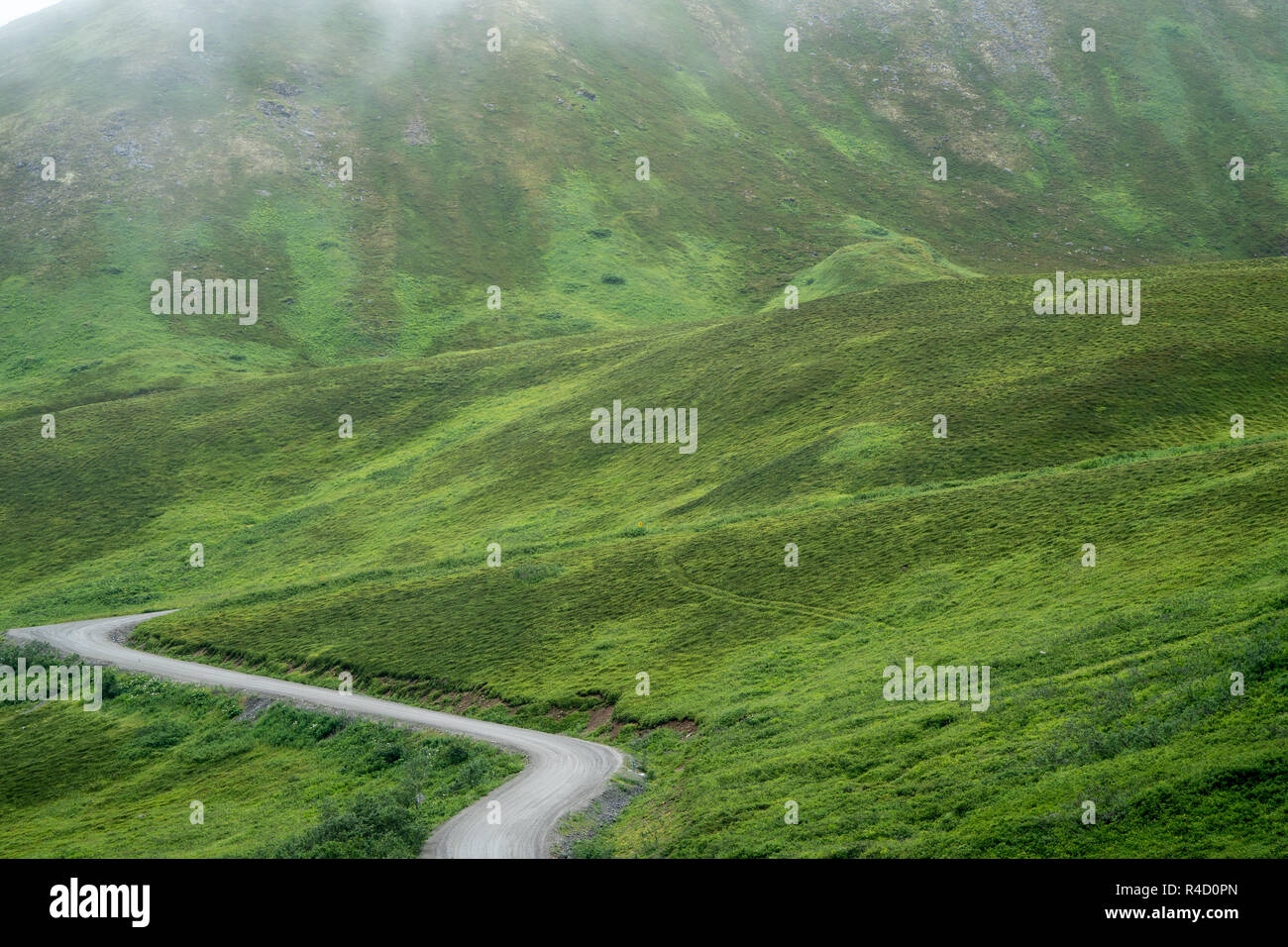 The dirt gravel road to Hatcher Pass, near Palmer Alaska and