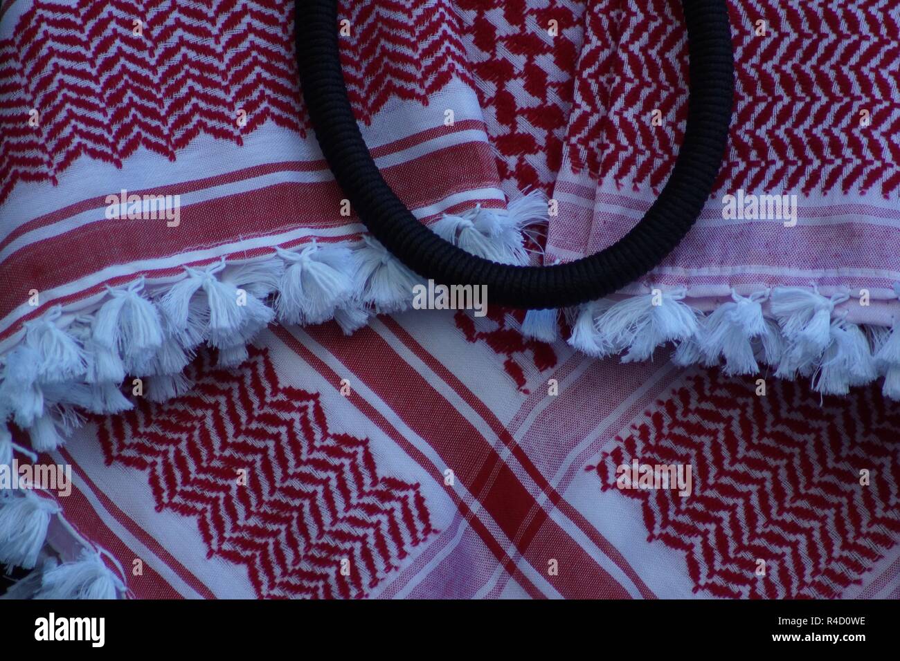 Jordanian keffiyeh for sale in a market in Amman Stock Photo