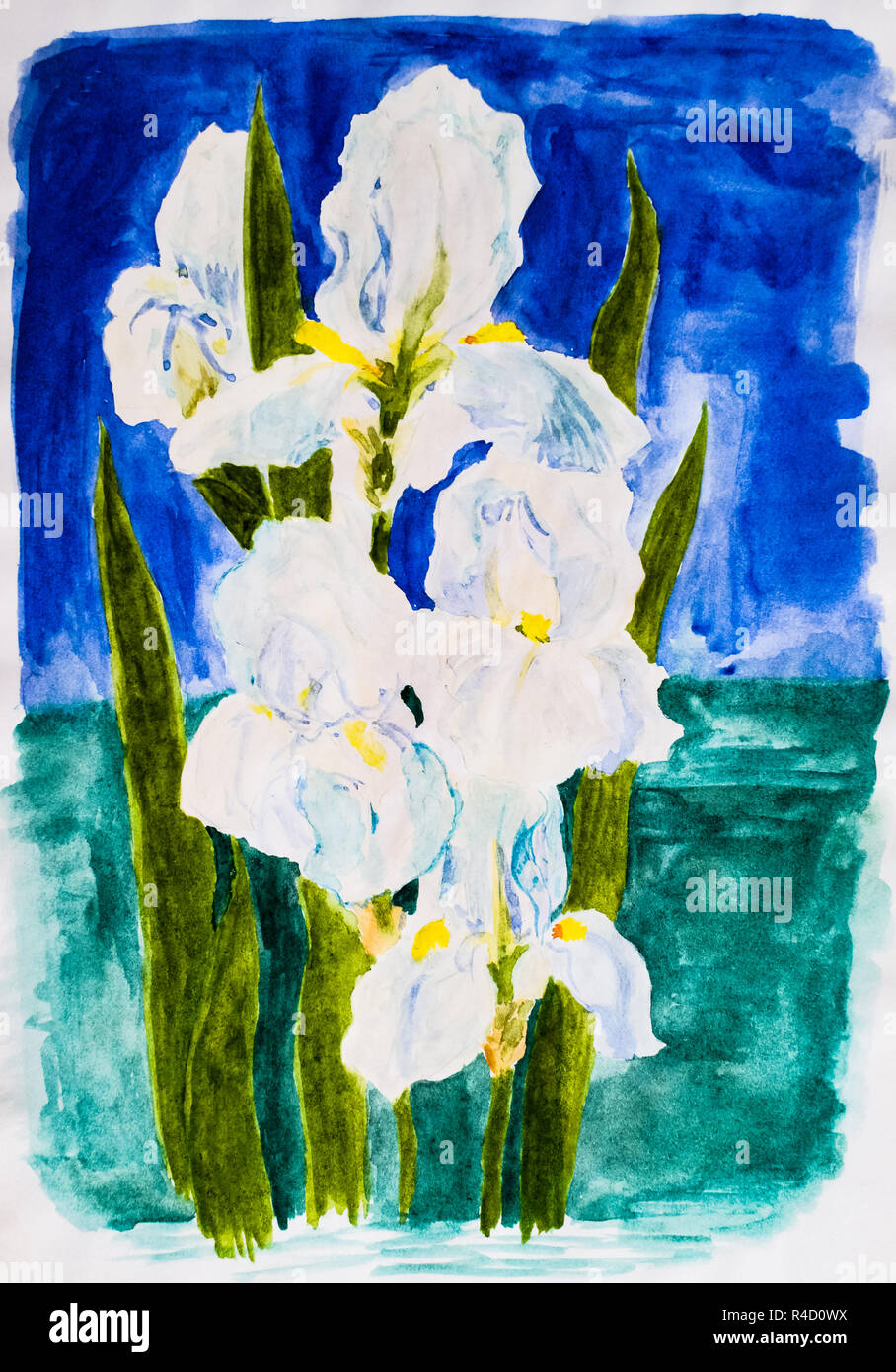 Flowers Iris Drawing Watercolors Spring Drawings Stock Photo Alamy