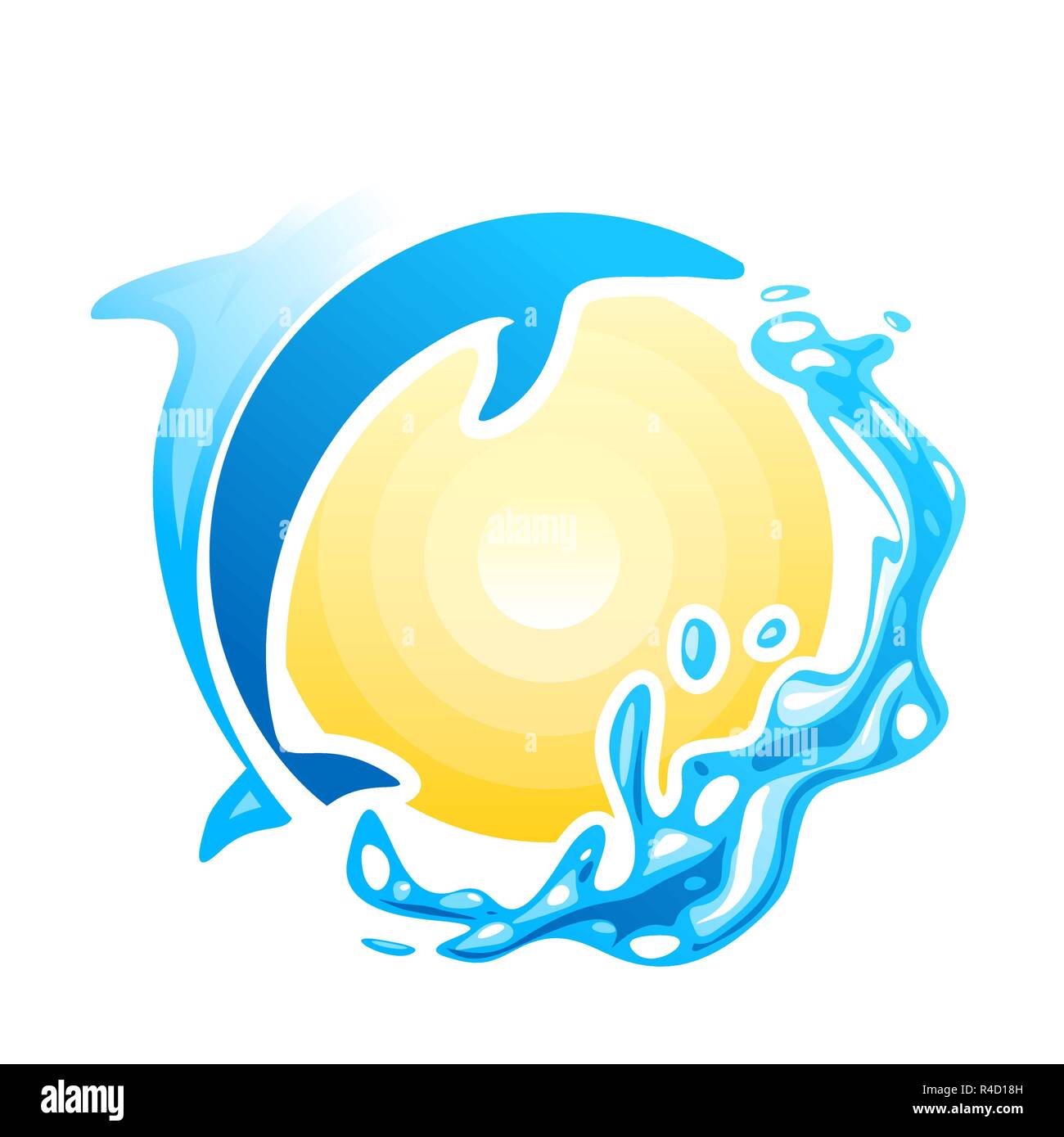 Blue dolphin vector illustration, dolphin in the ocean waves Stock Vector