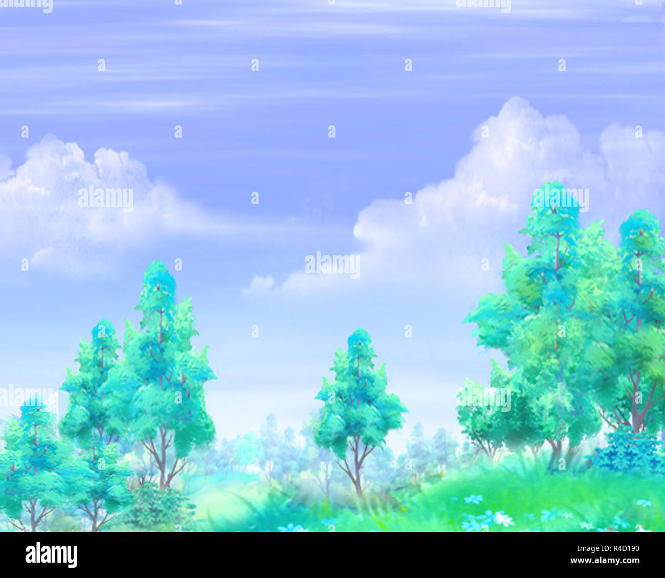 Clouds in a Blue Sky Over a Forest in a Summer Day Stock Photo - Alamy