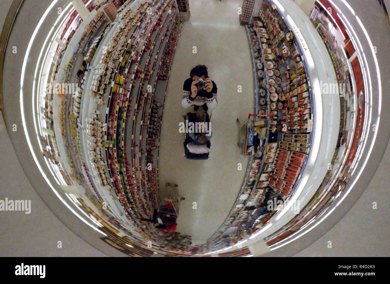 Low tech security in supermarkets, chrome domes. 1979 Stock Photo