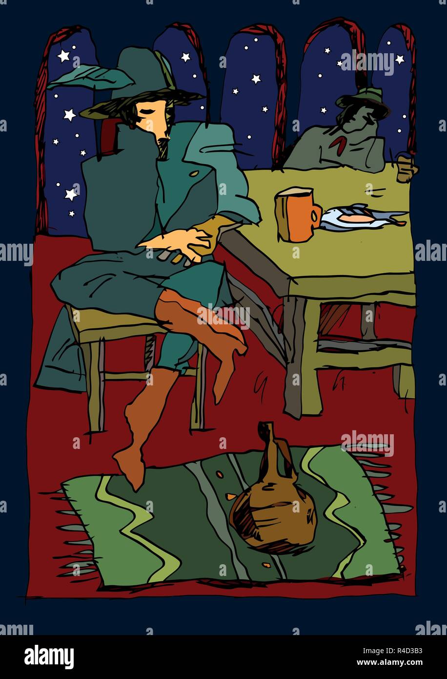 Cartoon lonely old man hi-res stock photography and images - Alamy