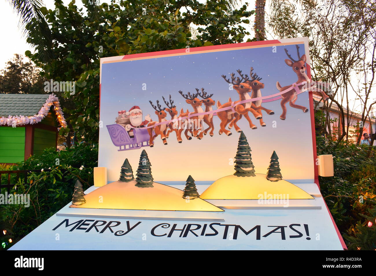 Orlando, Florida. November 19, 2018. Colorful painting of Santa Claus