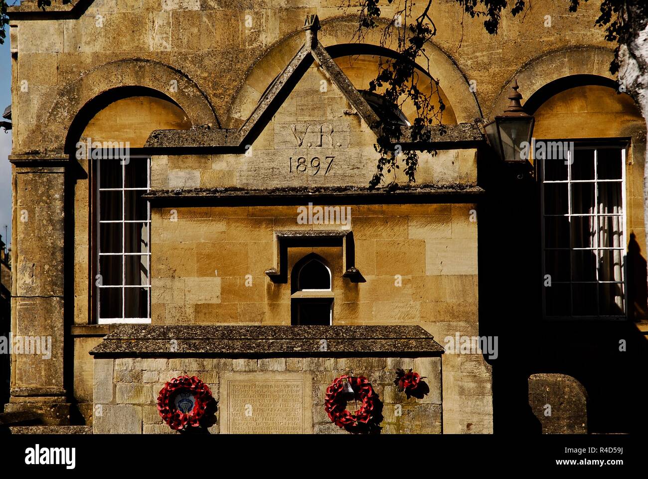 Cotswold stone buildings in the market town of Chipping Campden, Cotswolds, Gloucestershire, UK