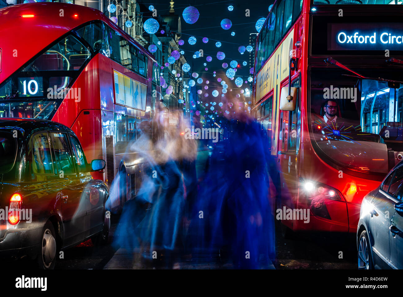 Christmas lights london taxi cab hires stock photography and images