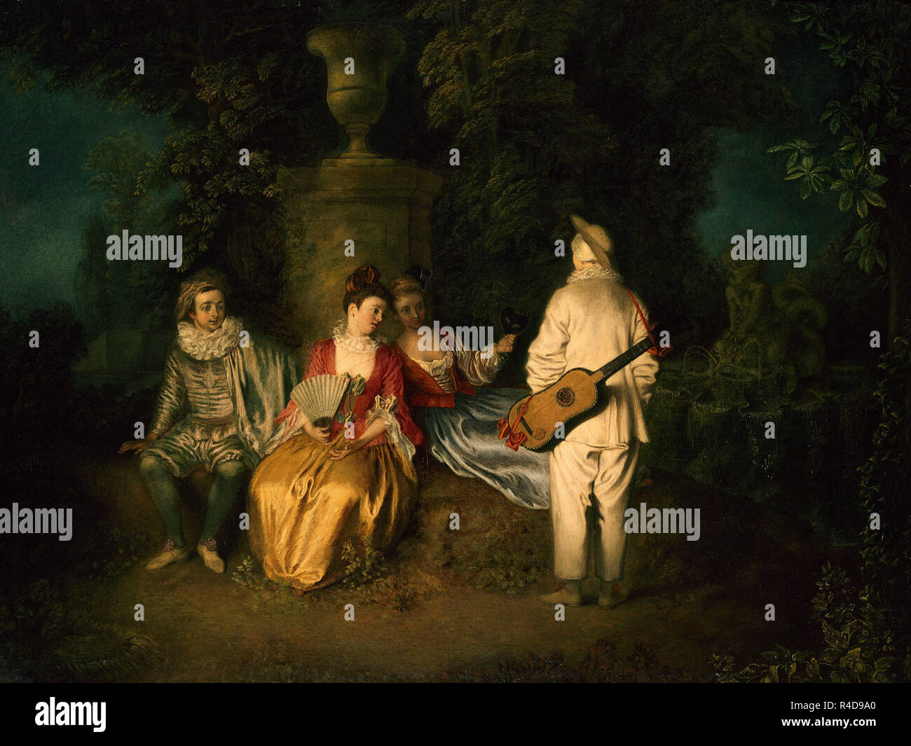 The Foursome - 1712 - 49,5x64,8 cm - oil on canvas - French Rococo. Author: WATTEAU, ANTOINE. Location: PRIVATE COLLECTION. France. Stock Photo
