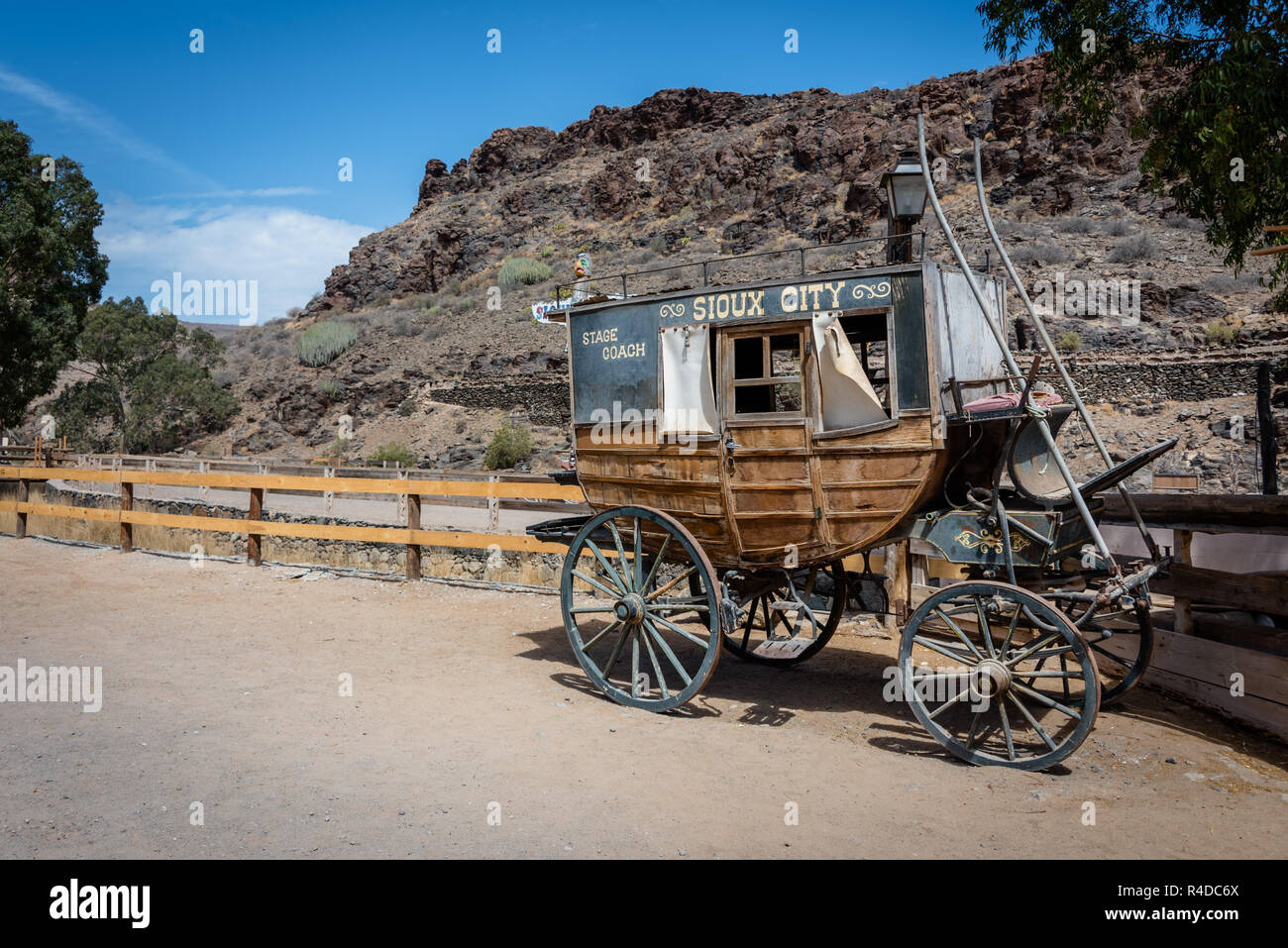 Carriage at the enter of Sioux City Park San Augustin, Gran Canaria, Spain Stock Photo