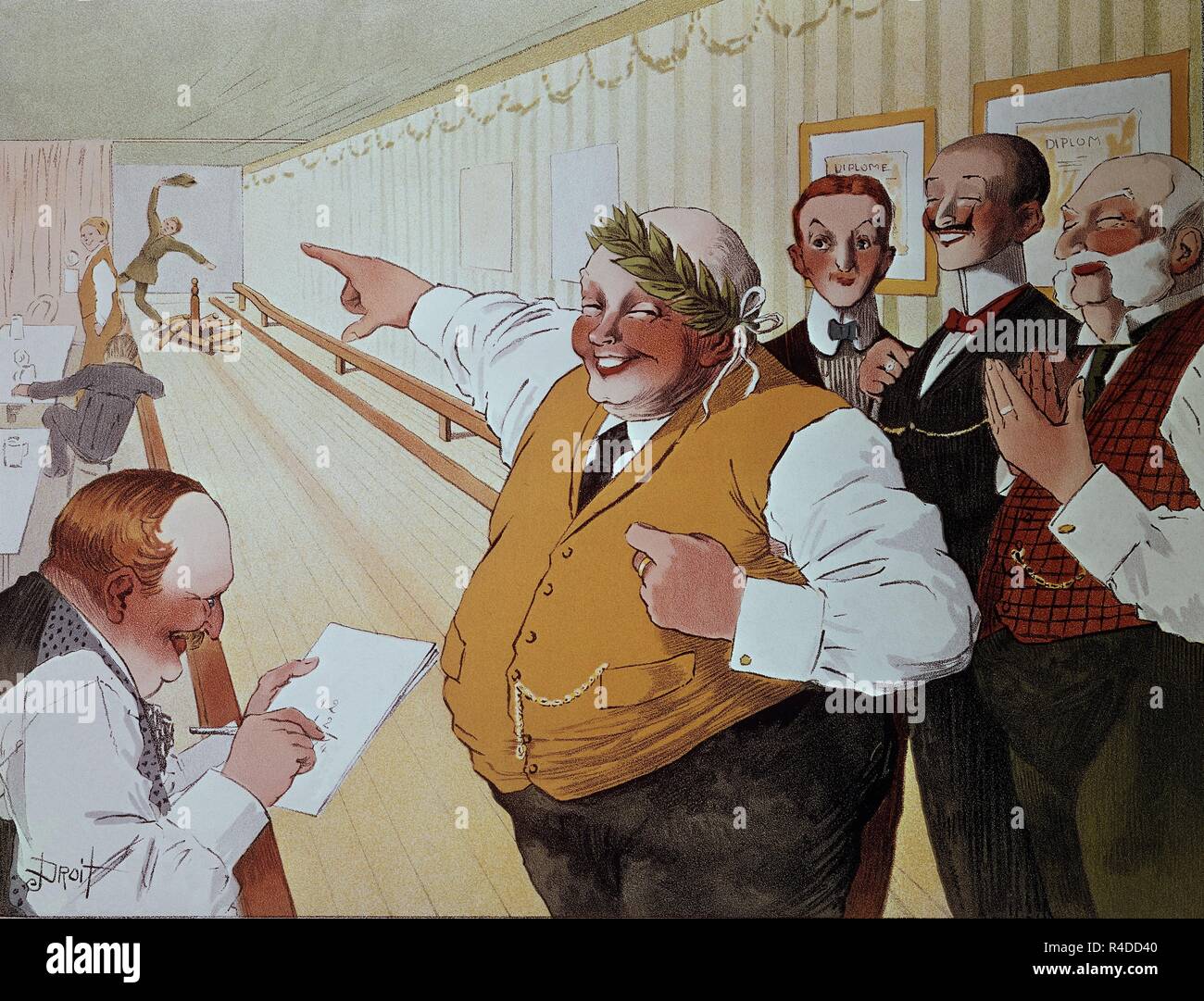 GRABADO-CARICATURA JUGANDO A LOS BOLOS. Location: PRIVATE COLLECTION. MADRID. SPAIN. Stock Photo