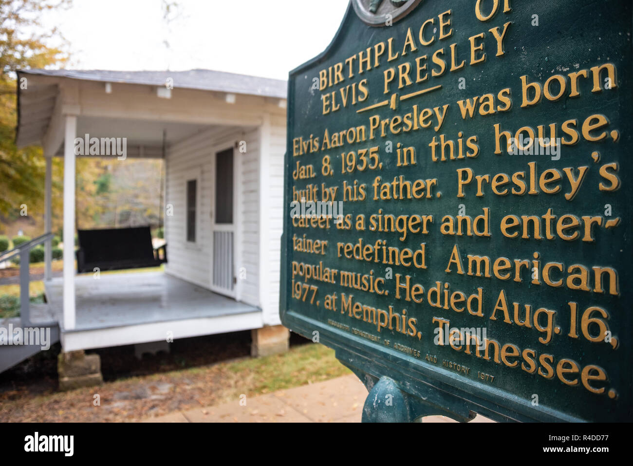 Birthplace of American music icon Elvis Presley in Tupelo, Mississippi. Elvis was born in this house built by his father on January 8, 1935. Stock Photo