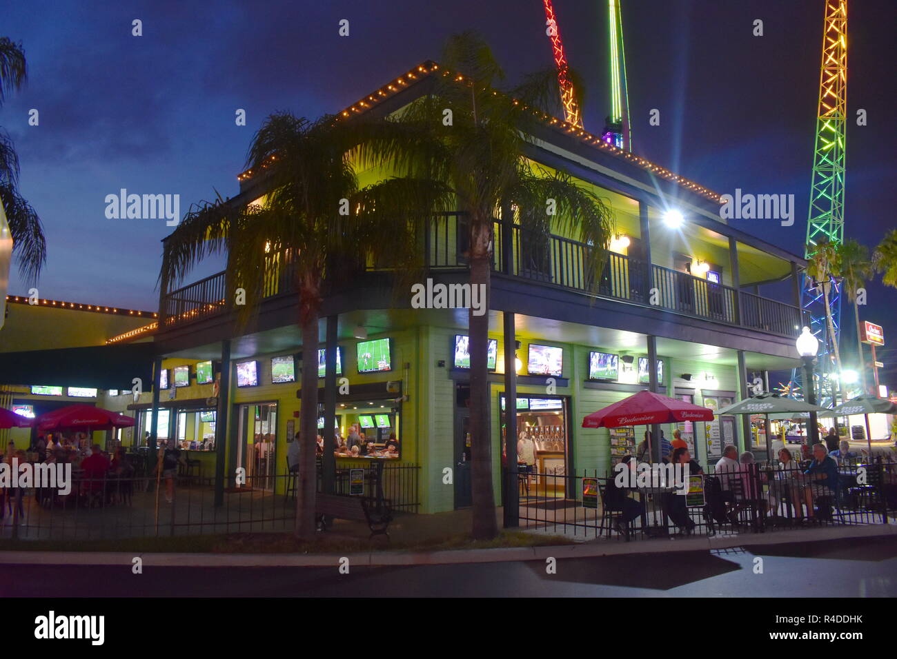 Orlando Florida November 2018 Green Vintage Sport Bar And Colorful Attractions Park At Old Town Kissimmee Stock Photo 226489471 Alamy