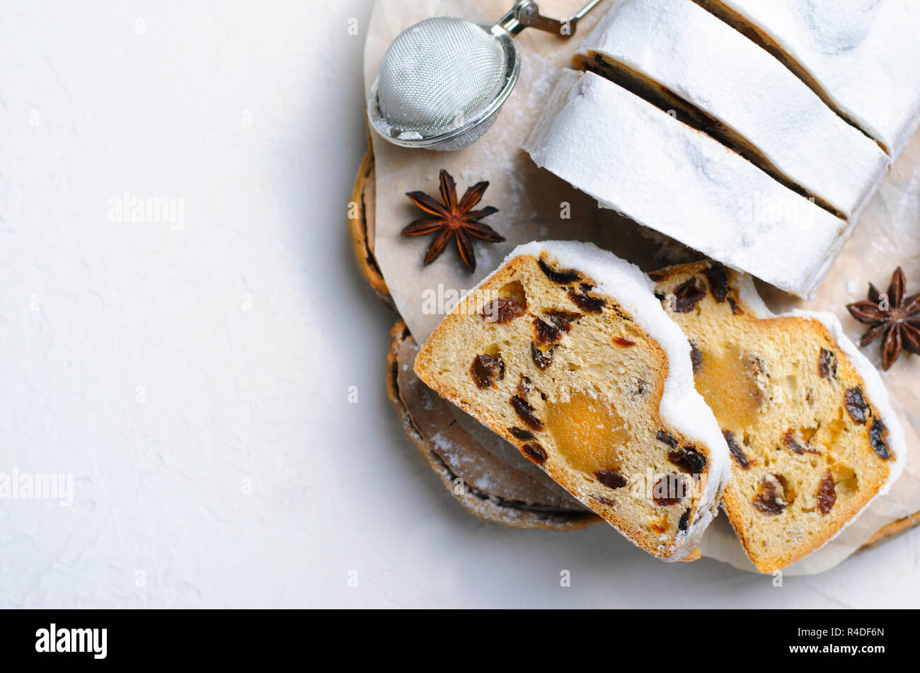 Christmas Stollen,Traditional Fruit Loaf Cake, Festive Dessert with