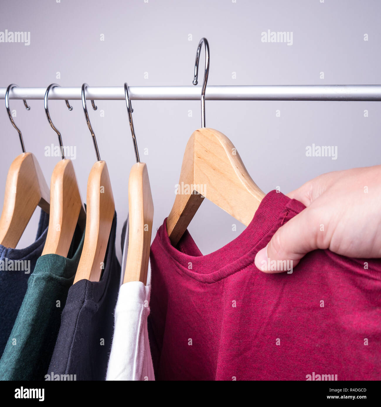 hangers with t-shirts Stock Photo