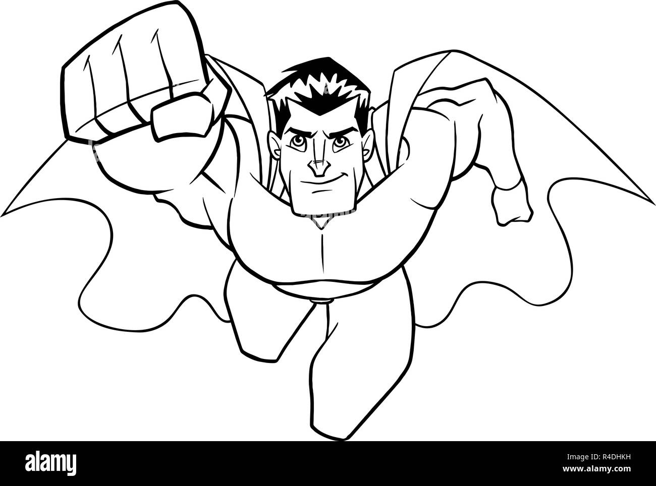 images Superhero Cartoon Images Black And White https www alamy com superhero coming at you line art image226492661 html