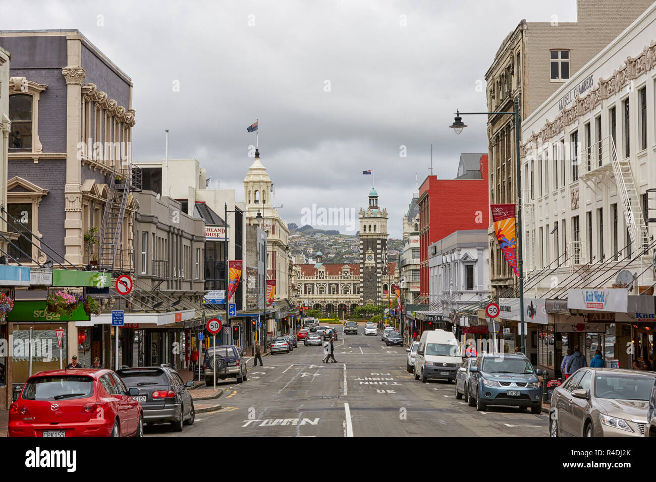 Stuart Street in Dunedin, New Zealand Stock Photo