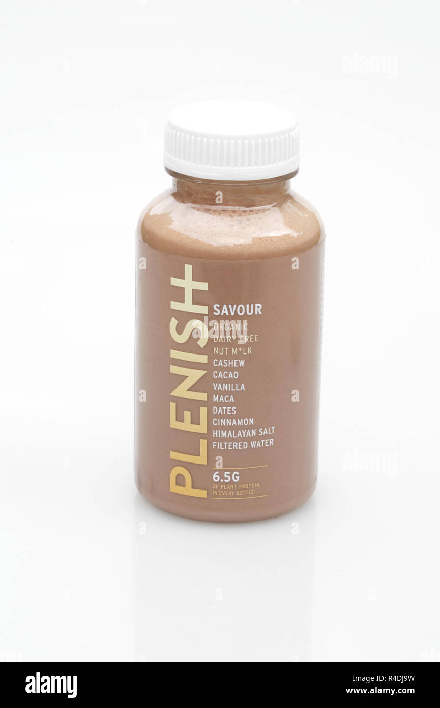 A bottle of Plenish smoothie. Stock Photo