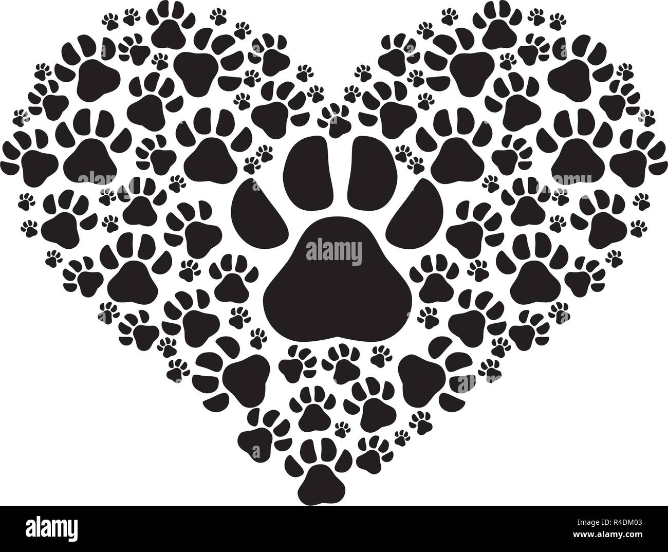 dog paws prints heart pattern vector illustration design Stock Vector ...
