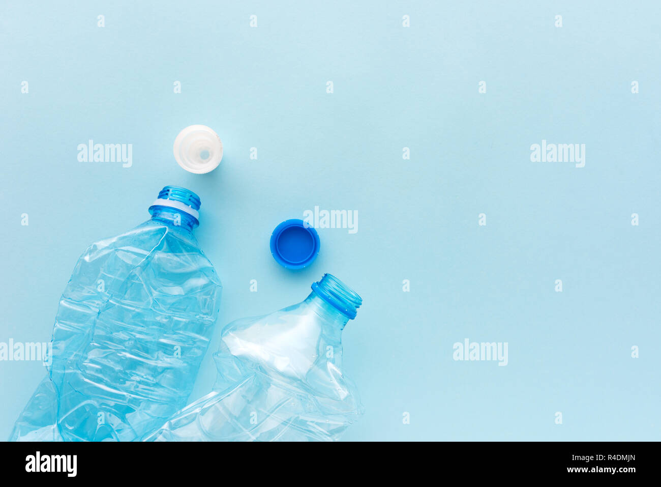 Used plastic bottles for recycling, conceptual image with copy space Stock Photo