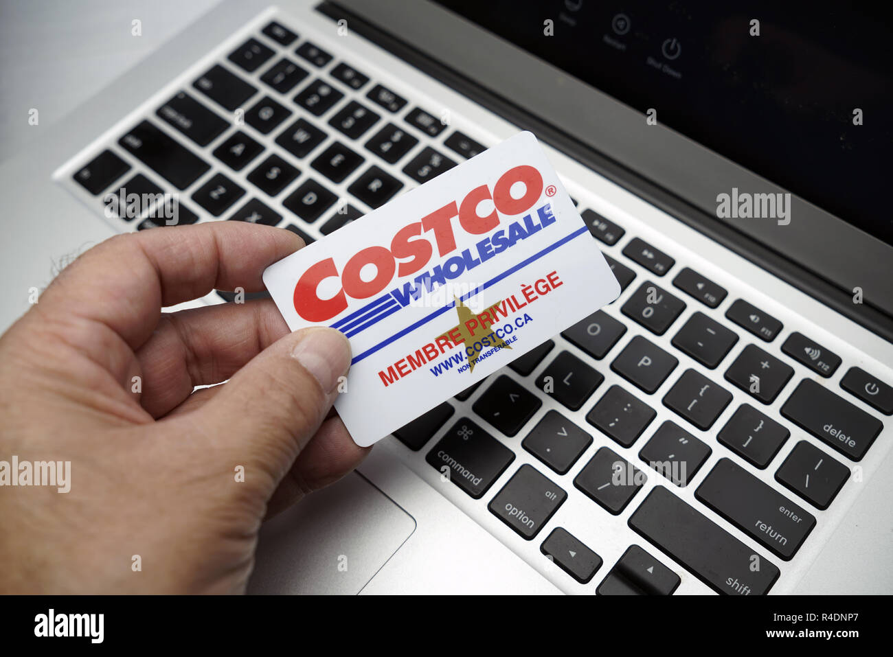 Montreal,Canada,26 November,2018.Hand holding a Costco membership card