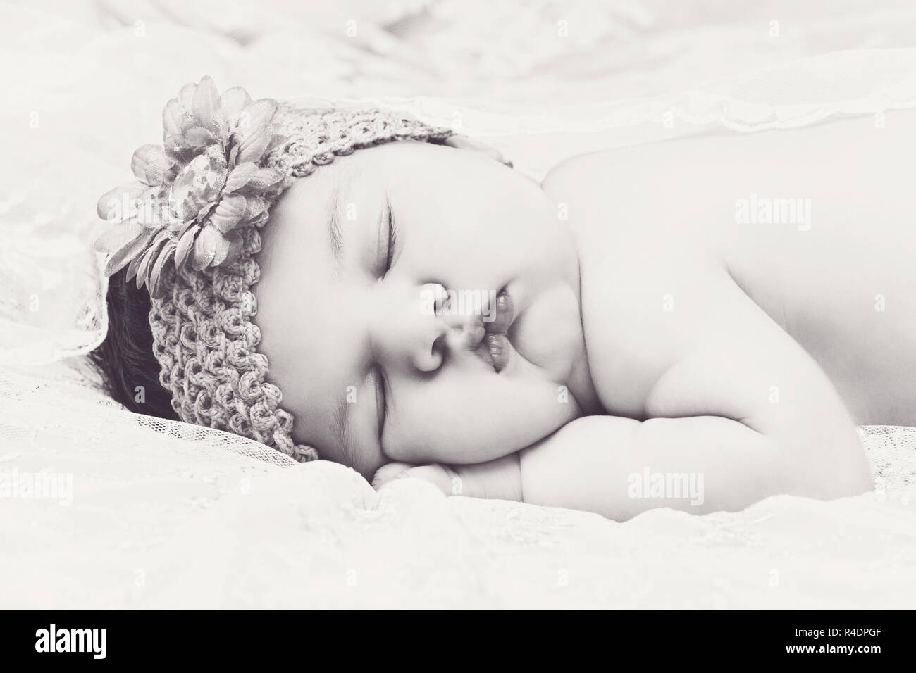 Baby sleeping on stomach Stock Photo Alamy