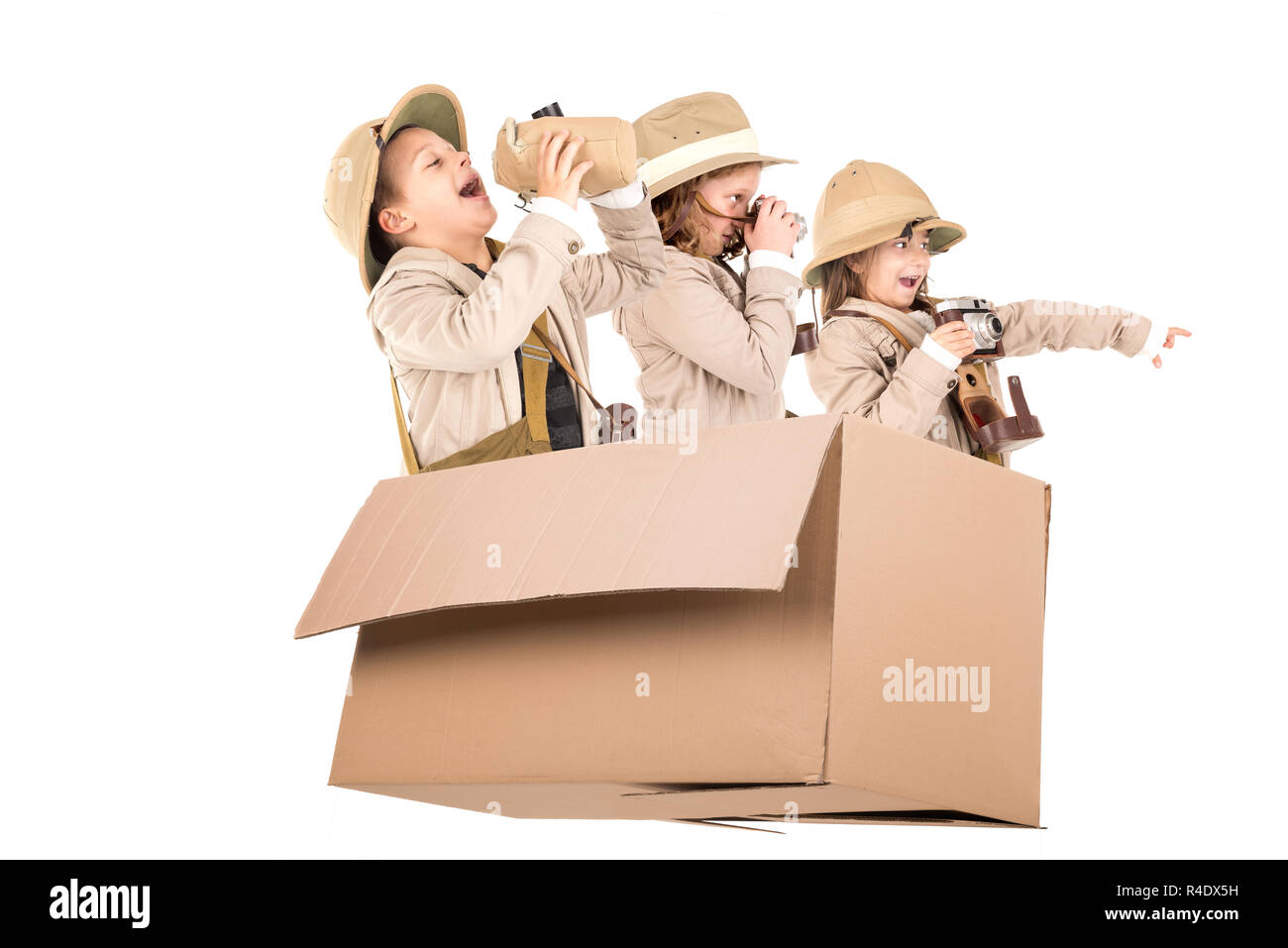 Kids in a game drive Stock Photo - Alamy