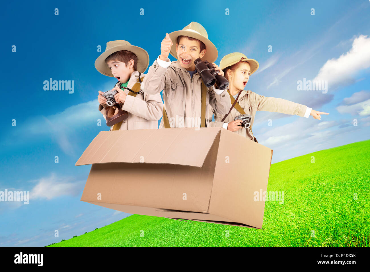 Kids in a game drive Stock Photo - Alamy