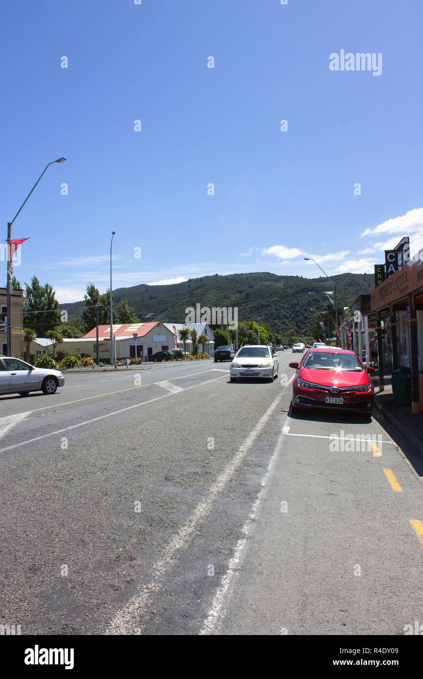 Featherston, New Zealand January 6, 2018 Traffic along Fitzherbert