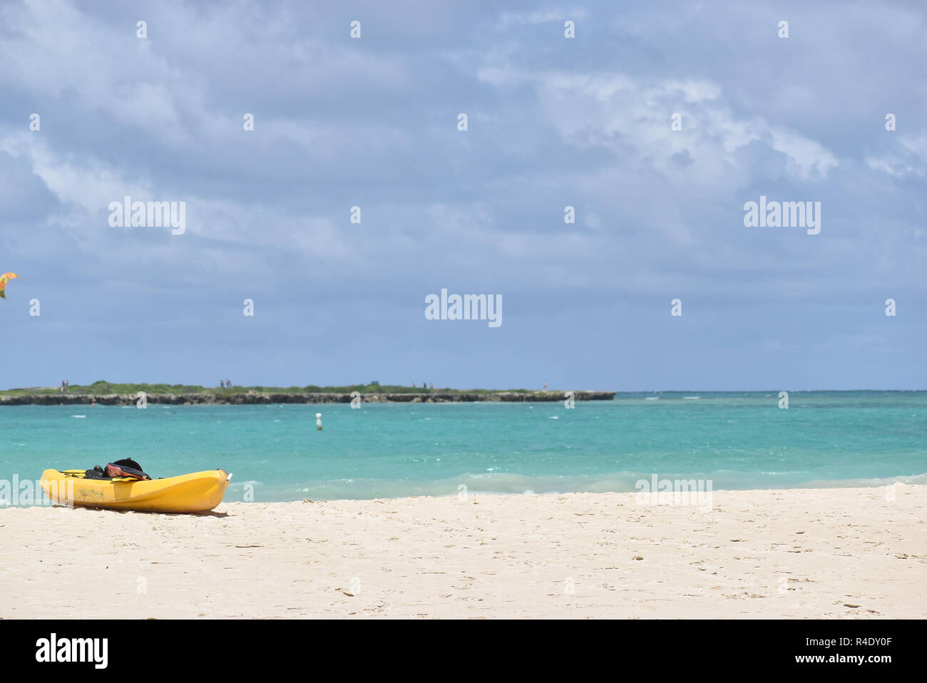 Kayak on a beach on Oahu, Hawaii Stock Photo