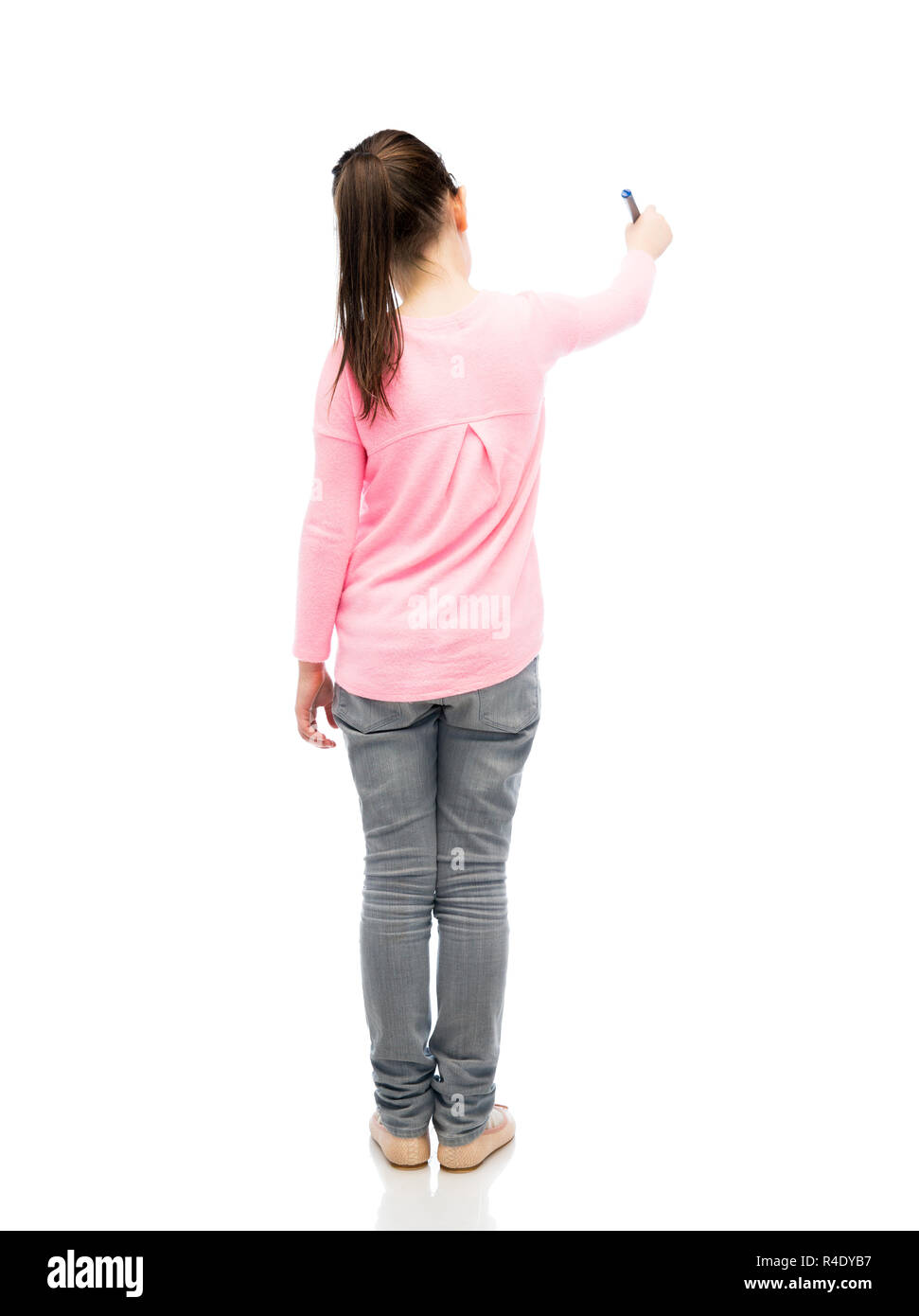 Little Girl Rear View Isolated Stock Photos Little Girl