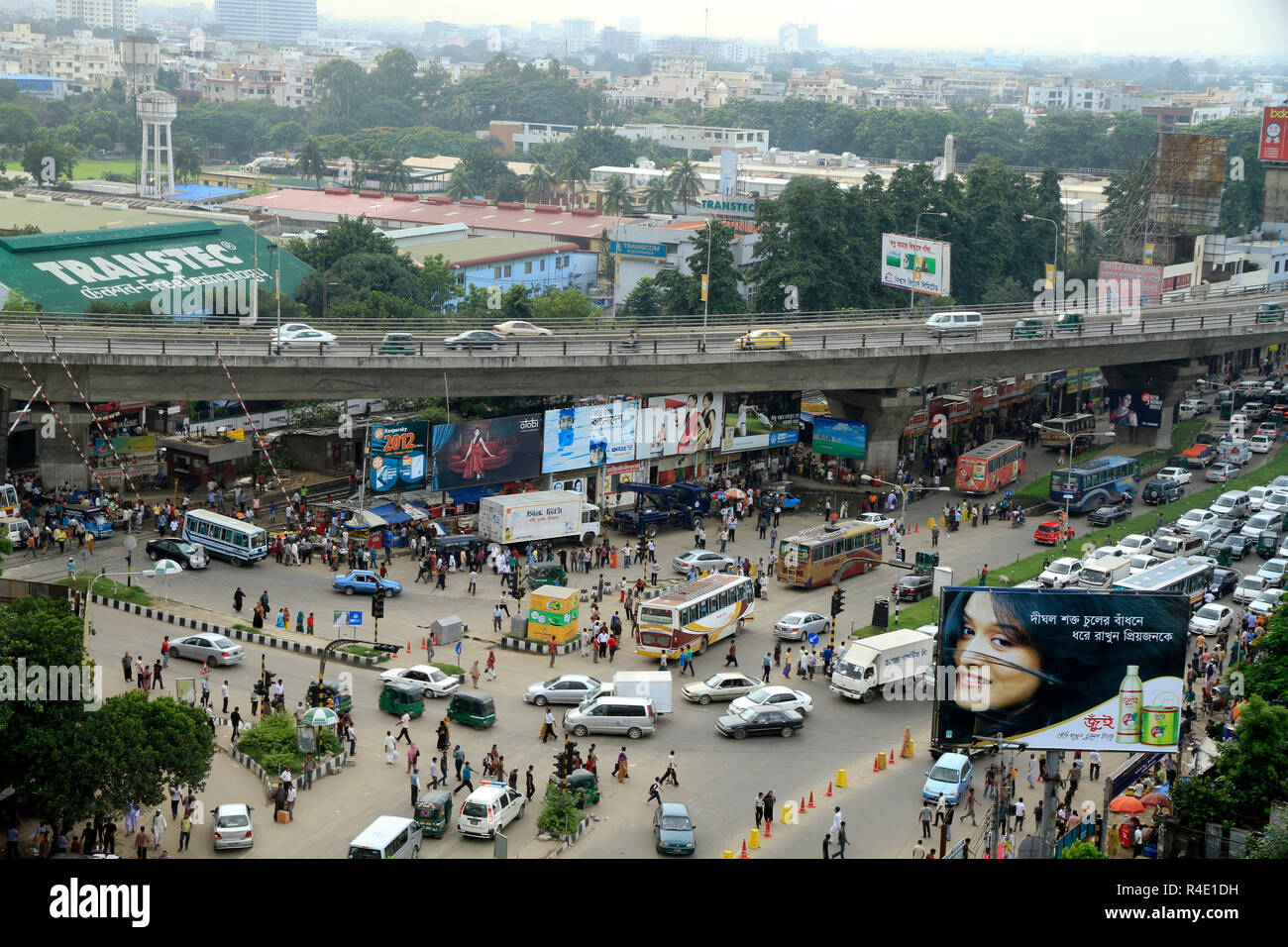 Aerial view of Mohakhali area in Dhaka city. Dhaka, Bangladesh. Stock Photo