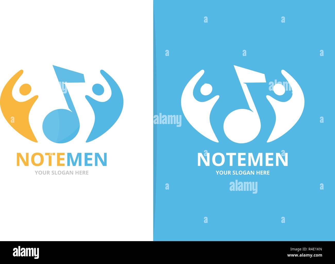 Vector note and people logo combination. Music and family symbol or ...