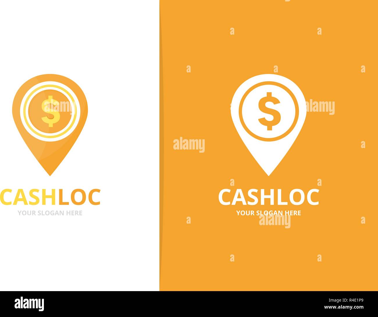 Vector coin and map pointer logo combination. Money and gps locator ...