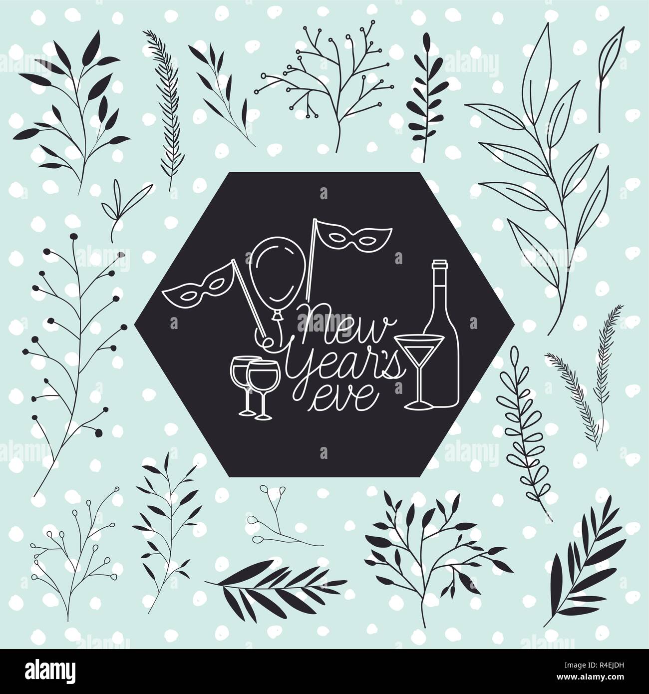 frame with happy new year lettering and wreath crown Stock Vector Image ...