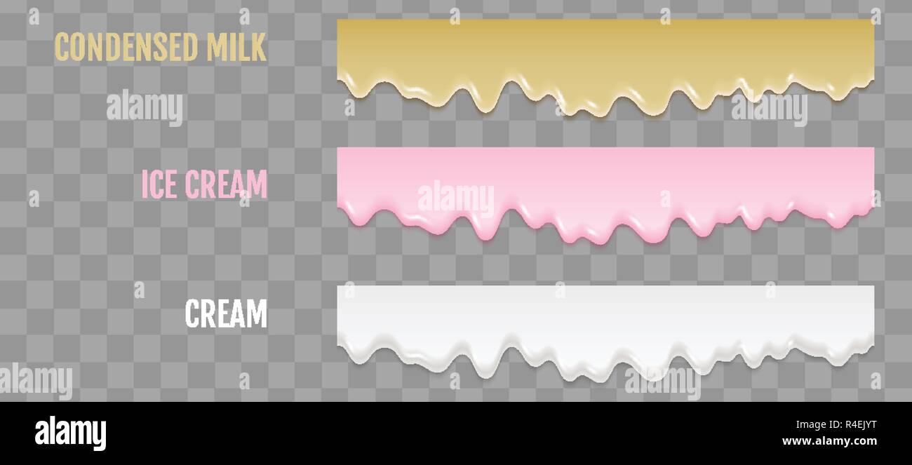 Liquid condensed milk, ice cream and cream. Seamless pattern. Vector