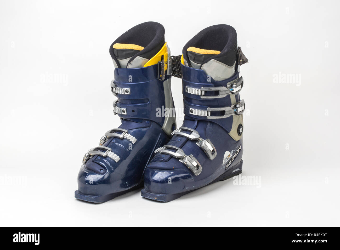 Used ski boots Stock Photo Alamy