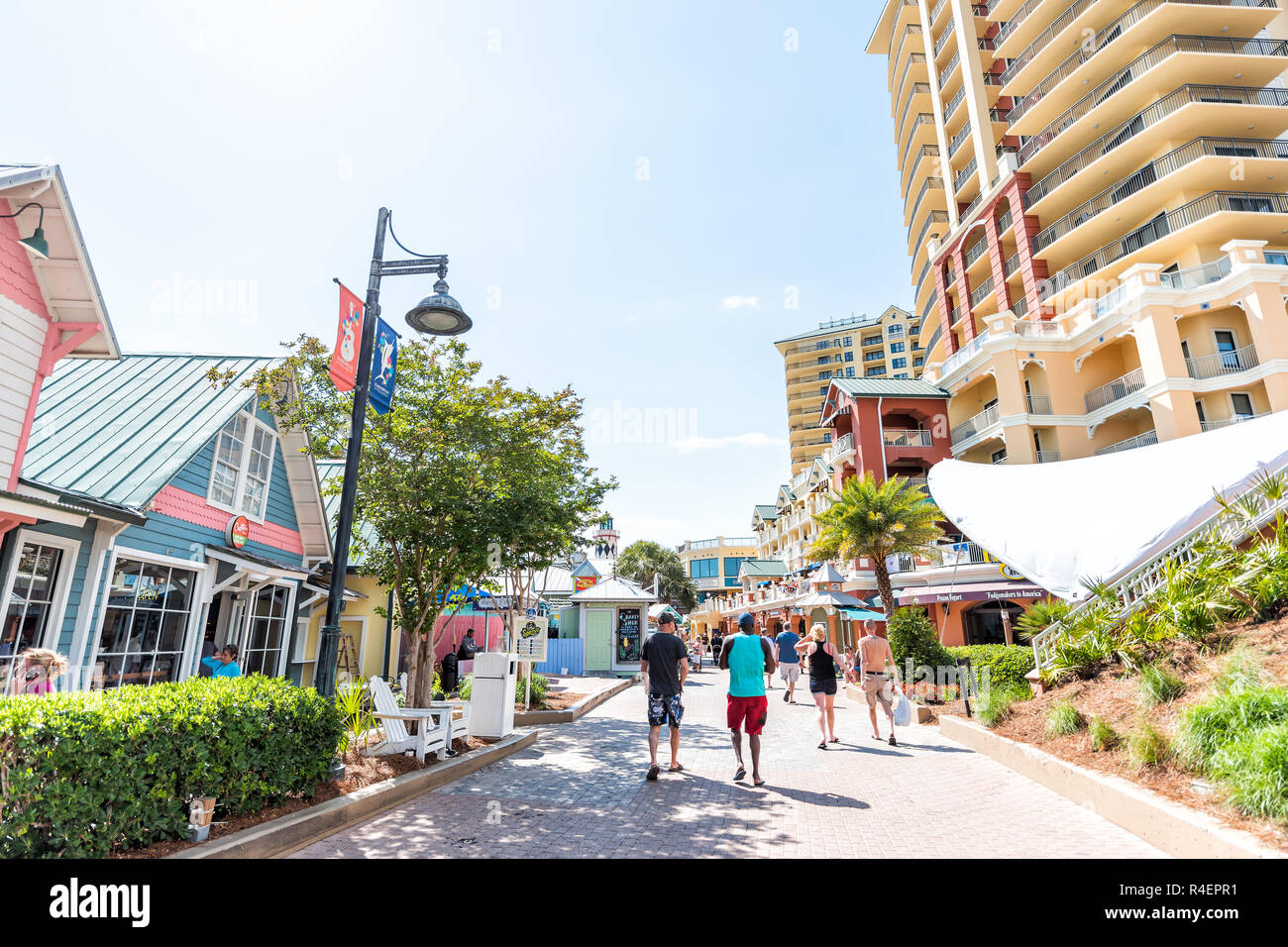 Destin, USA April 24, 2018 City town village Pirate's Alley on