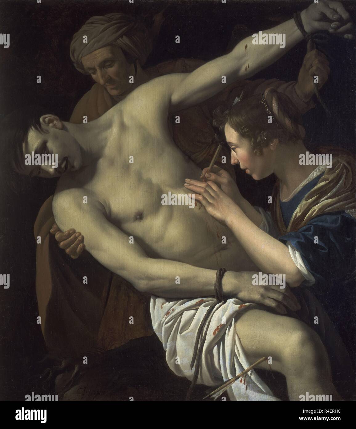 St. Sebastian and St. Irene - 1624 - 113x100 cm - oil on canvas - Dusch Baroque. Author: BYLERT, JAN VAN. Location: PRIVATE COLLECTION. Stock Photo