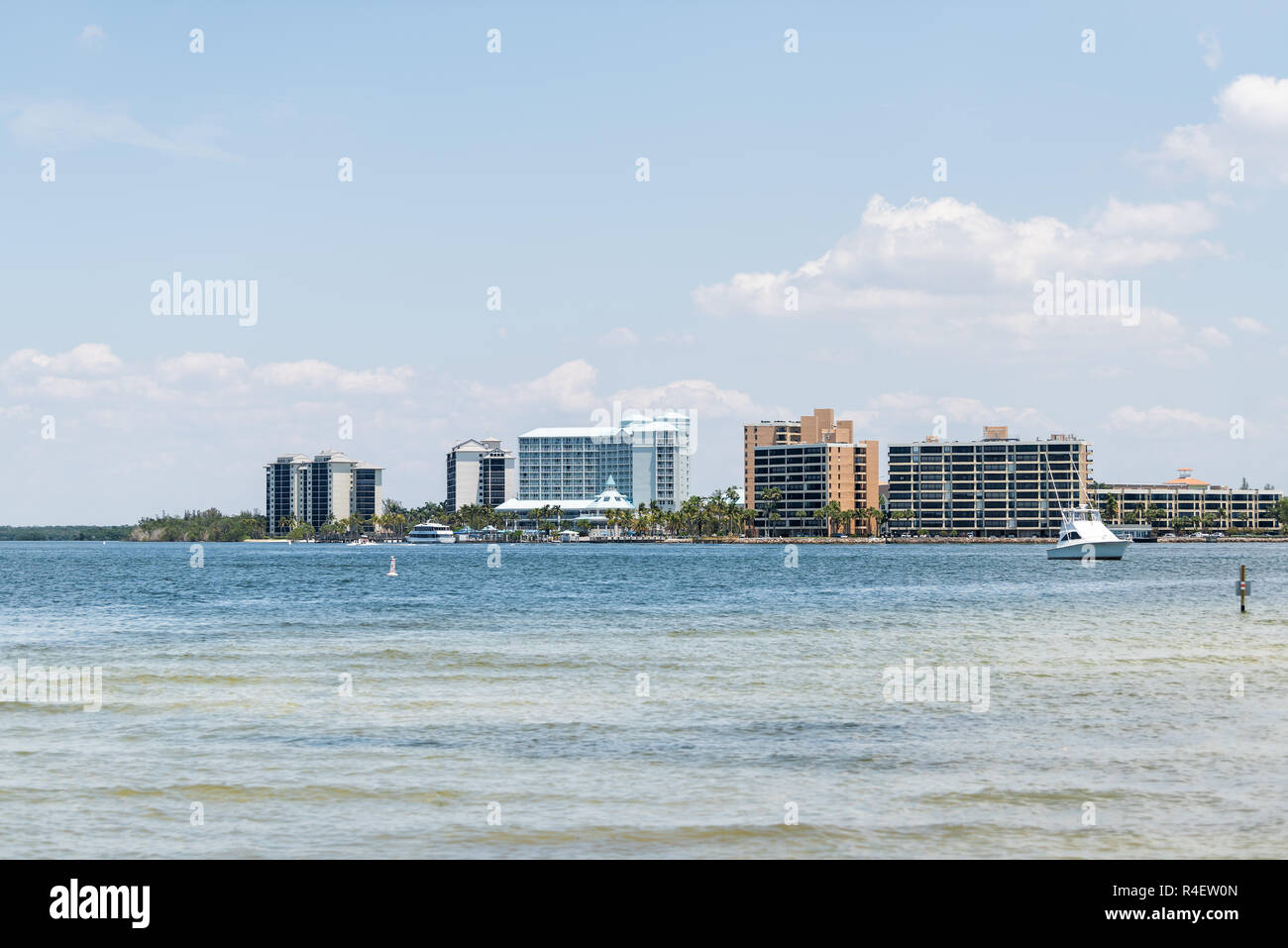 Fort Myers Beach, USA city cityscape skyline with condo apartment 