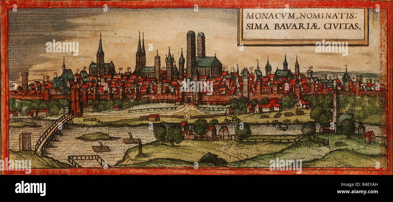 George Braun CIVITATES ORBIS TERRARUM - MUNICH (ALEMANIA) - GRABADO - 1572. Author ...
