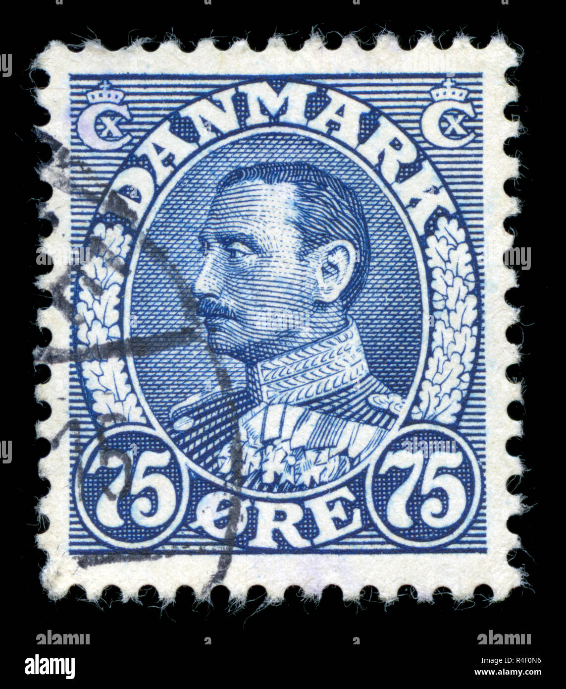 Postmarked stamp from Denmark in the King Christian X - facing left series issued in 1941 Stock Photo