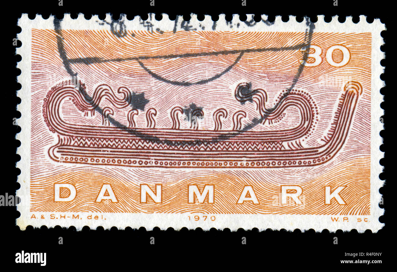 Postage stamp from Denmark in the Shipping series issued in 1970 Stock