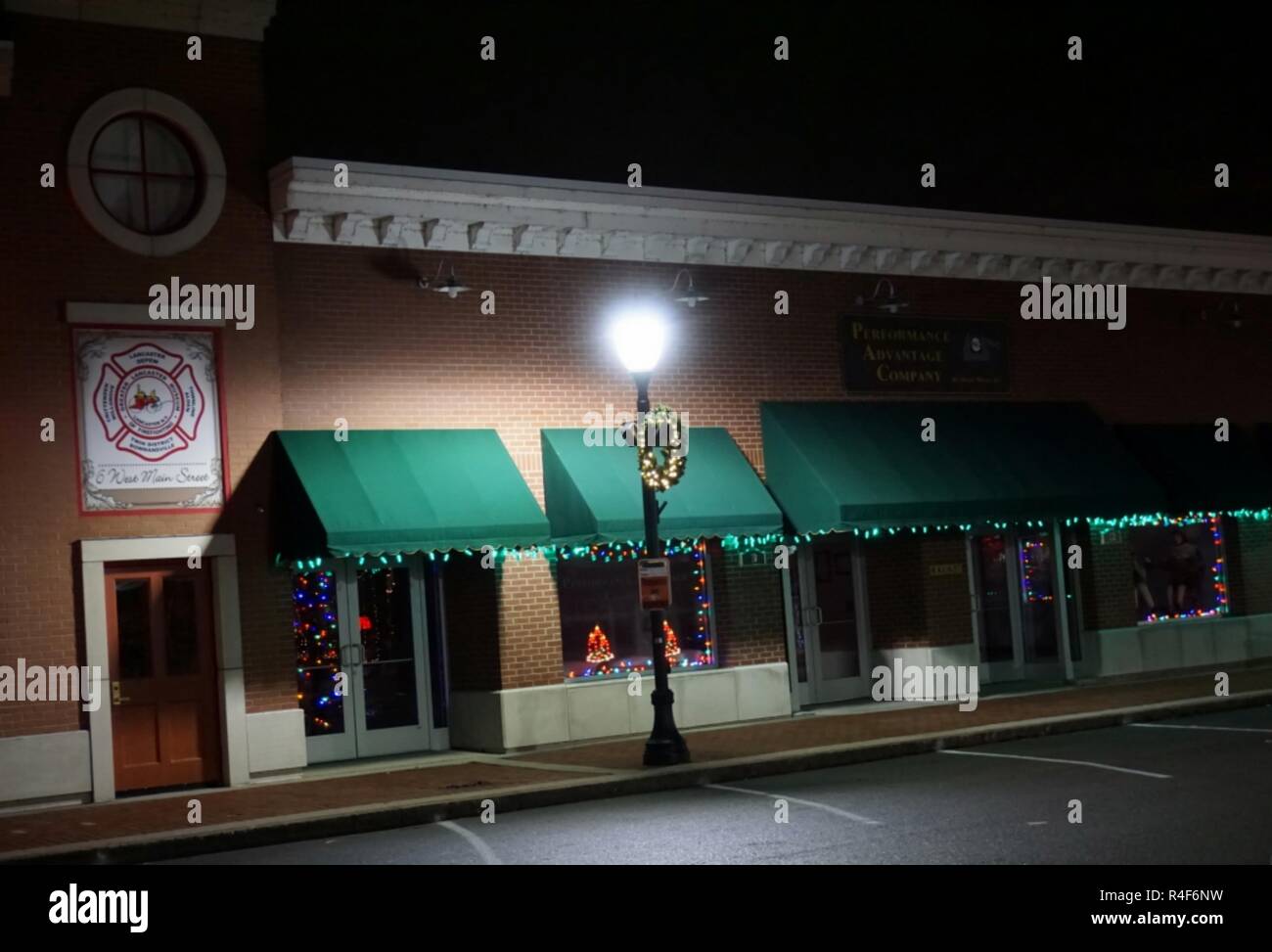 hometown-at-night-stock-photo-alamy