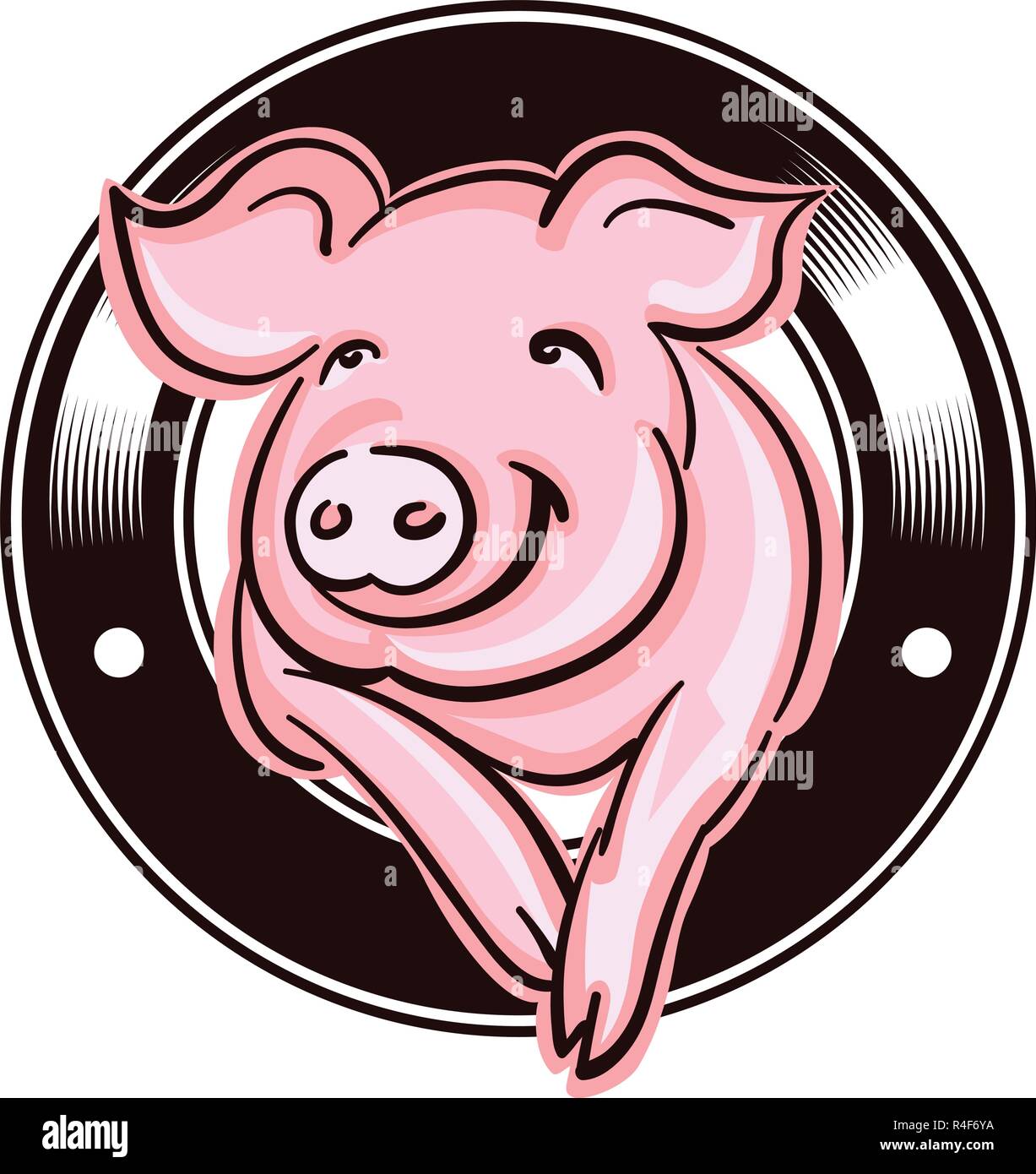 Pig head silhouette, good for the farm or restaurant icon. Vintage logo design Stock Vector