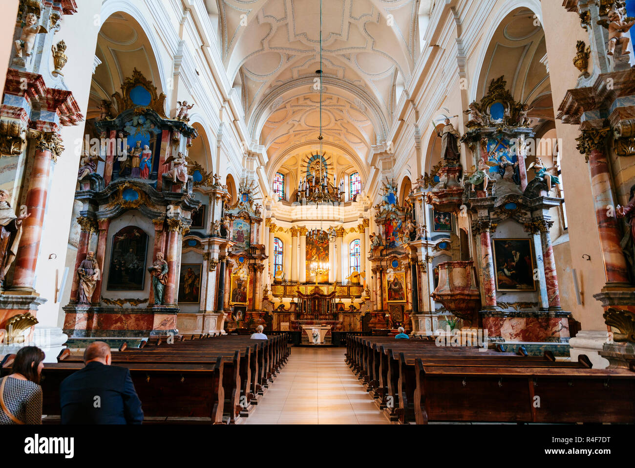 Nave and ceiling. Interior of All Saints Church is a Baroque-style 