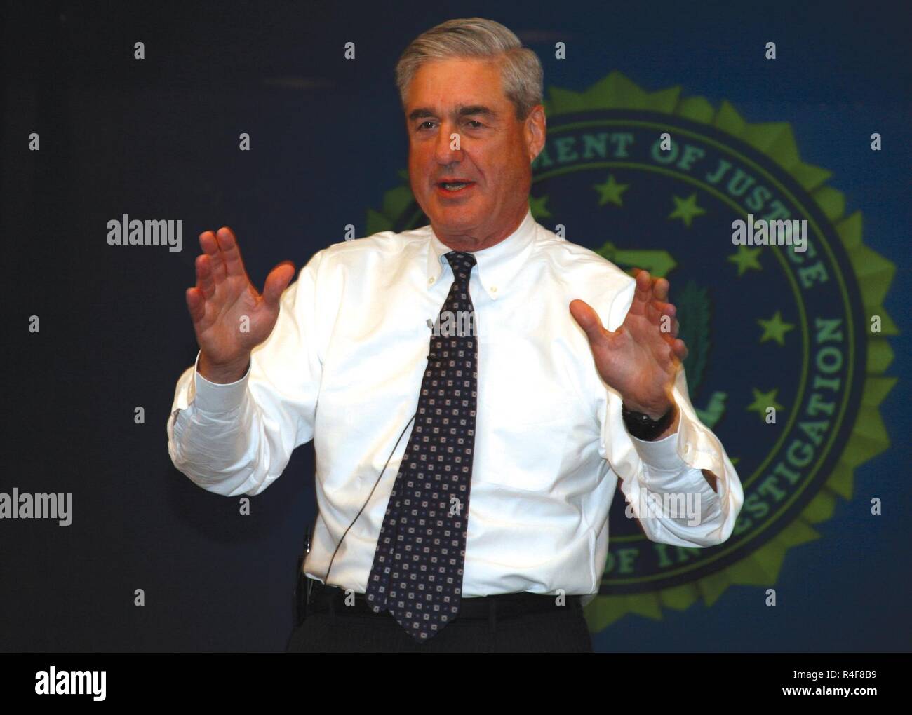 Robert Swan Mueller III born August 7, 1944 is an American attorney who served as the sixth Director of the Federal Bureau of Investigation (FBI) from 2001 to 2013. A conservative Republican, he was appointed by President George W. Bush; President Barack Obama gave his original ten-year term a two-year extension, making him the longest-serving FBI Director since J. Edgar Hoover. He is currently head of the Special Counsel investigation of Russian interference in the 2016 United States elections and related matters. Stock Photo