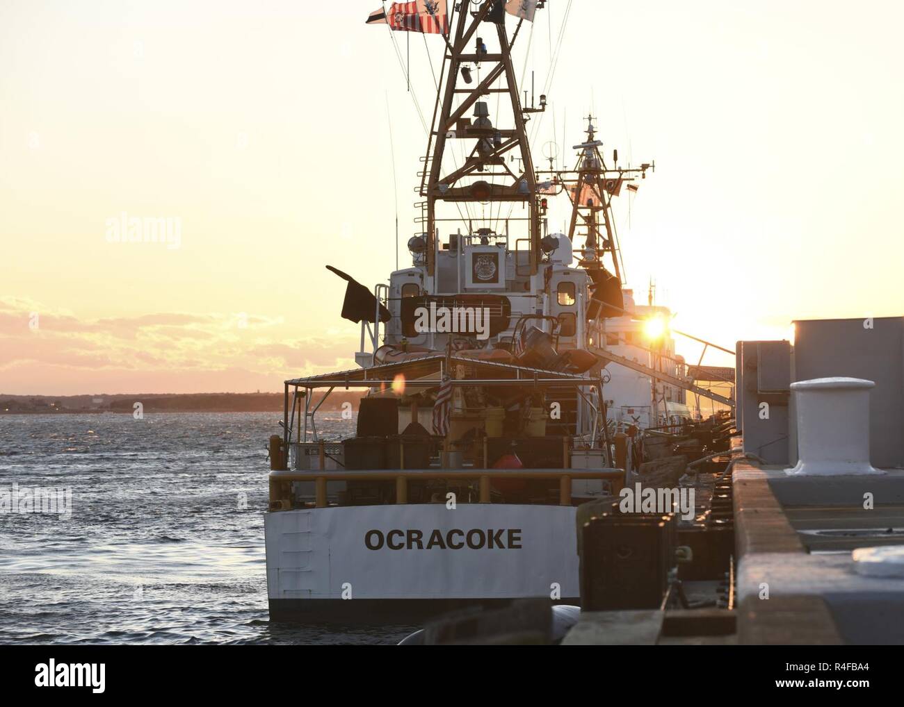 NEWPORT, Rhode Island Coast Guard Cutter Ocracoke sits at the pier at