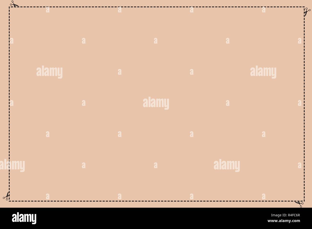 Design business concept Empty template copy space text for Ad website isolated. Broken Dashed Cut Lines with Scissors Vector Solid Color Rectangular S Stock Vector